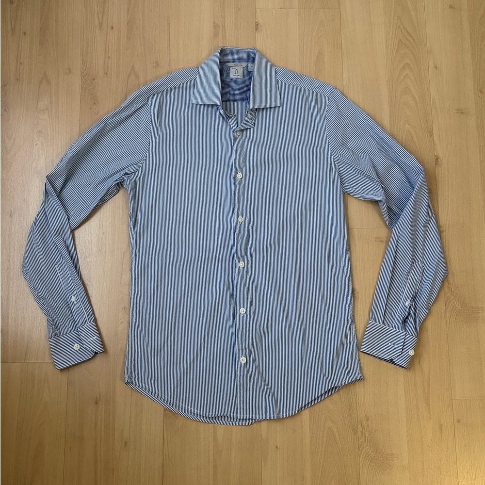 Tristan Striped Button Down Shirt, Blue & White, Small